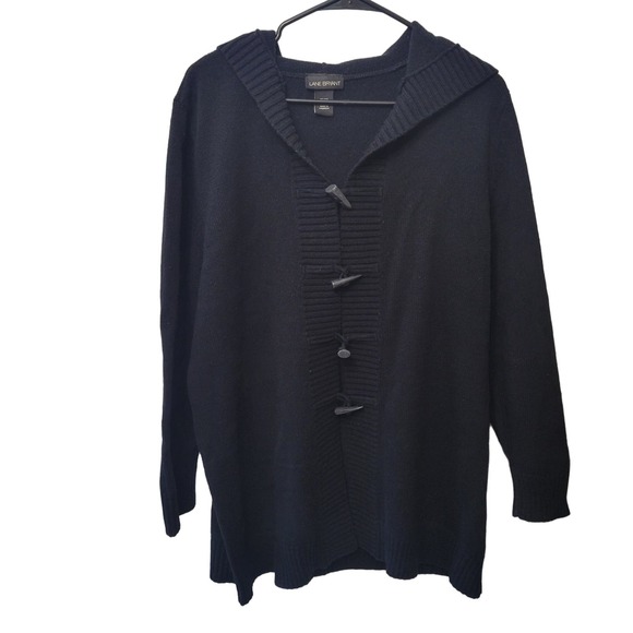 Lane Bryant Black Hooded Kit Button Sweater size 18/20 - Picture 1 of 10